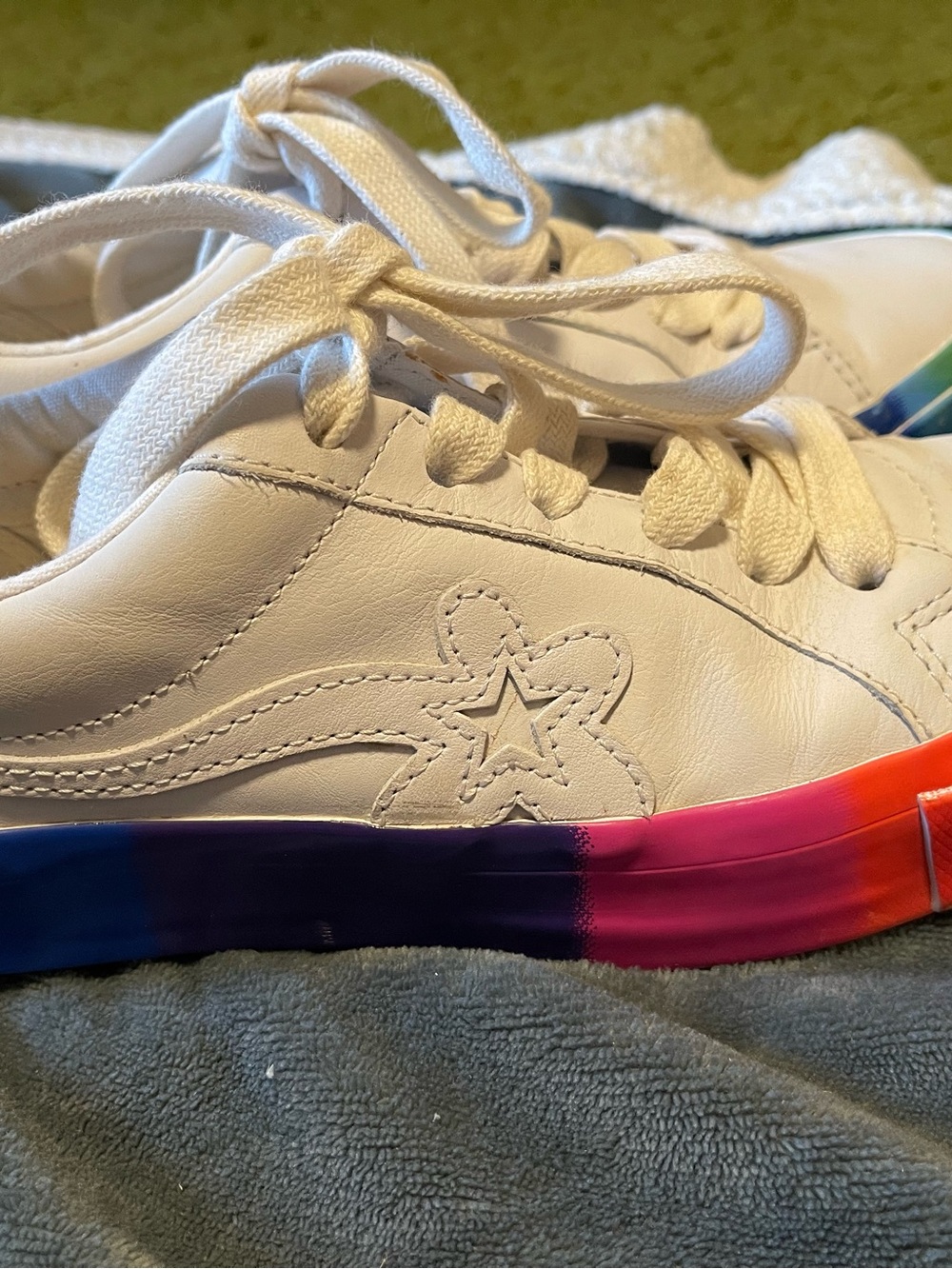 Converse Golf Le Fleur One Star Ox M/W Size 8  Shoes  White Rainbow Leather
